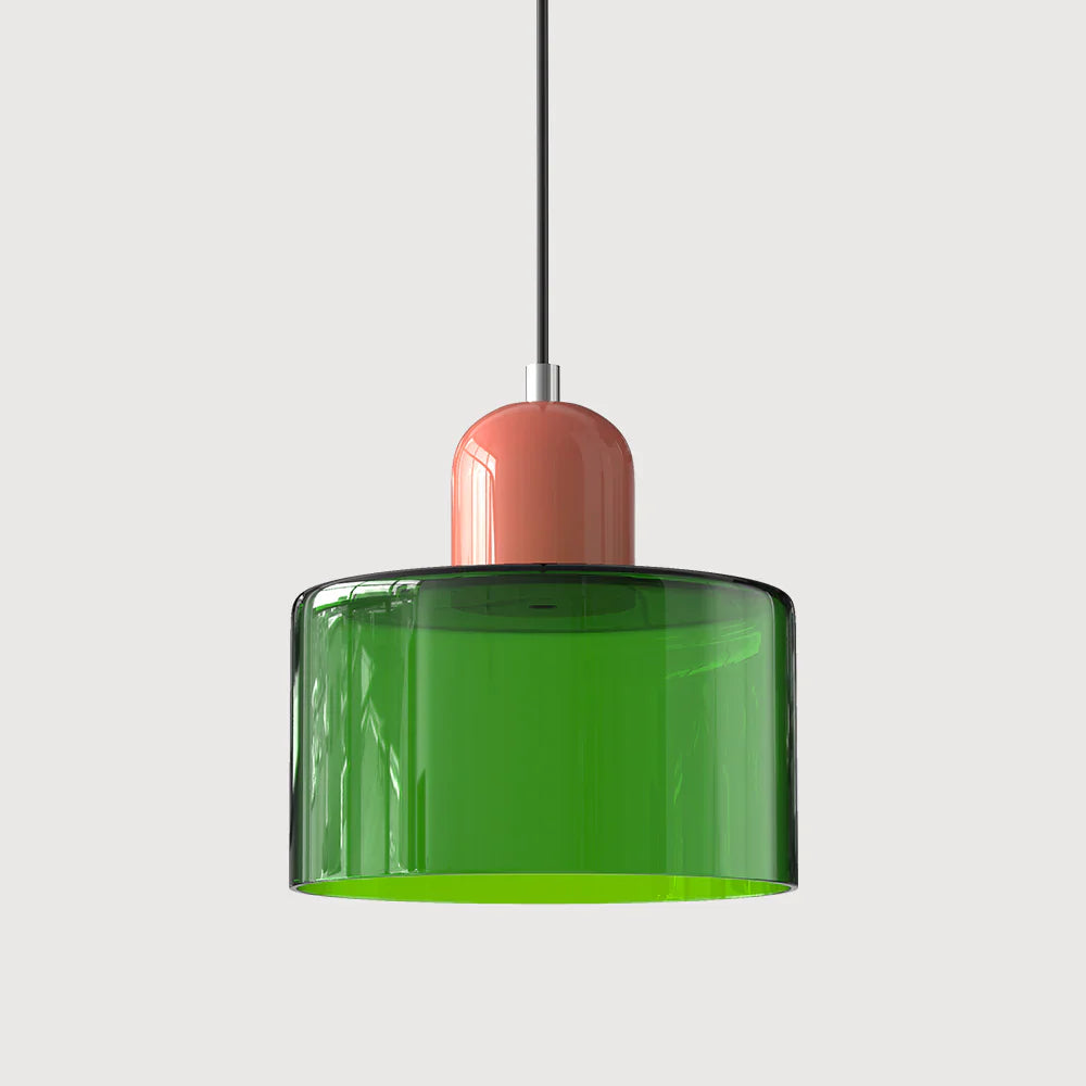 Modern Hanging Lamp Made of Colored Glass in Bauhaus Style