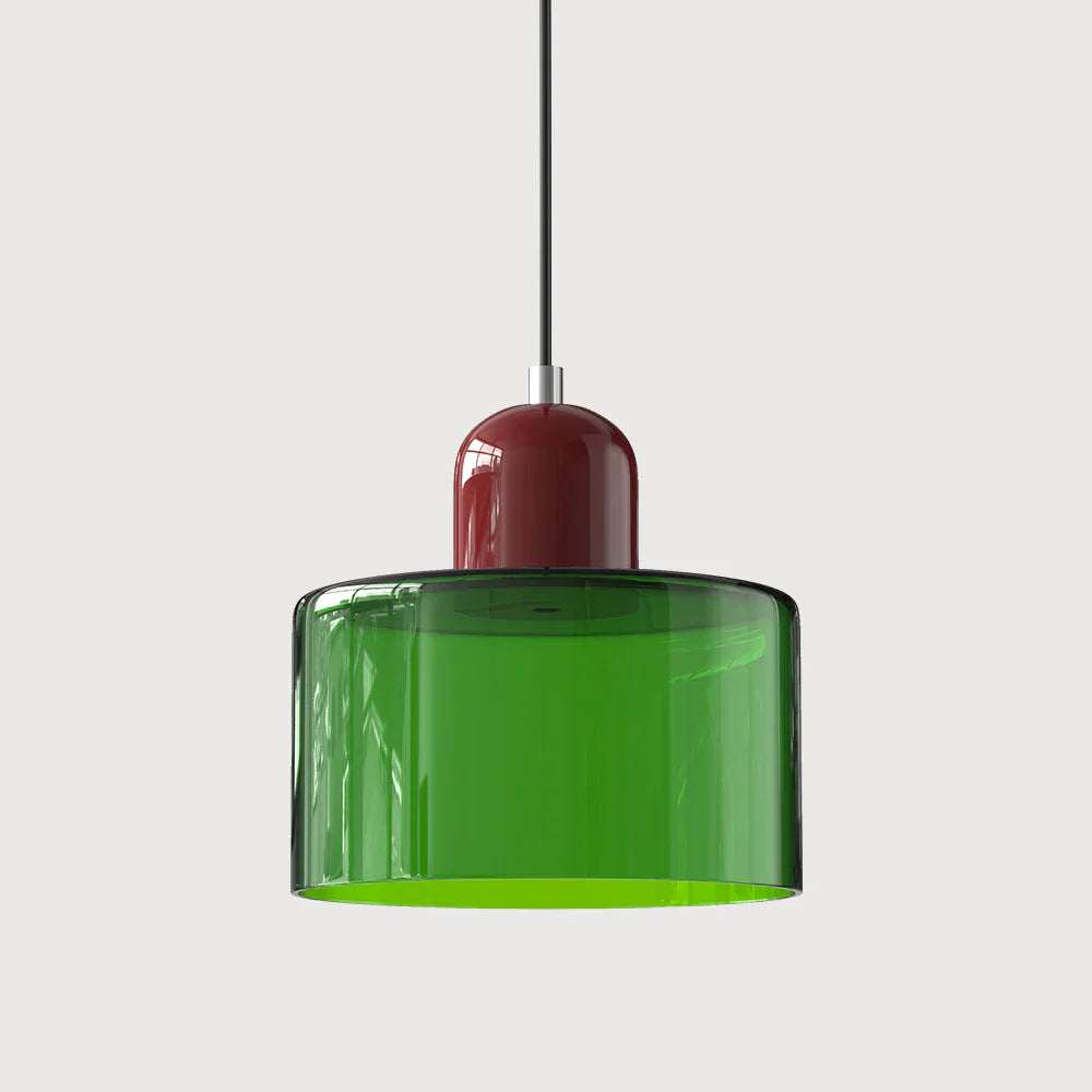 Modern Hanging Lamp Made of Colored Glass in Bauhaus Style