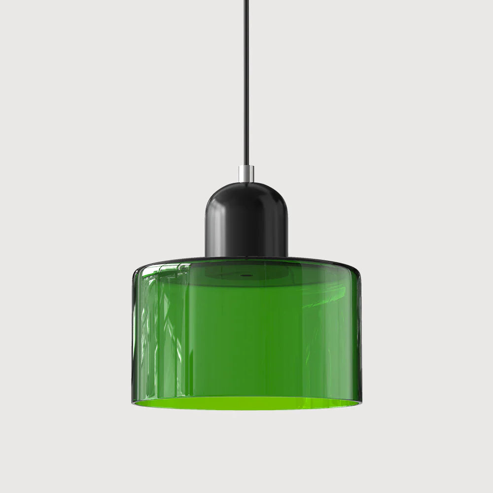 Modern Hanging Lamp Made of Colored Glass in Bauhaus Style