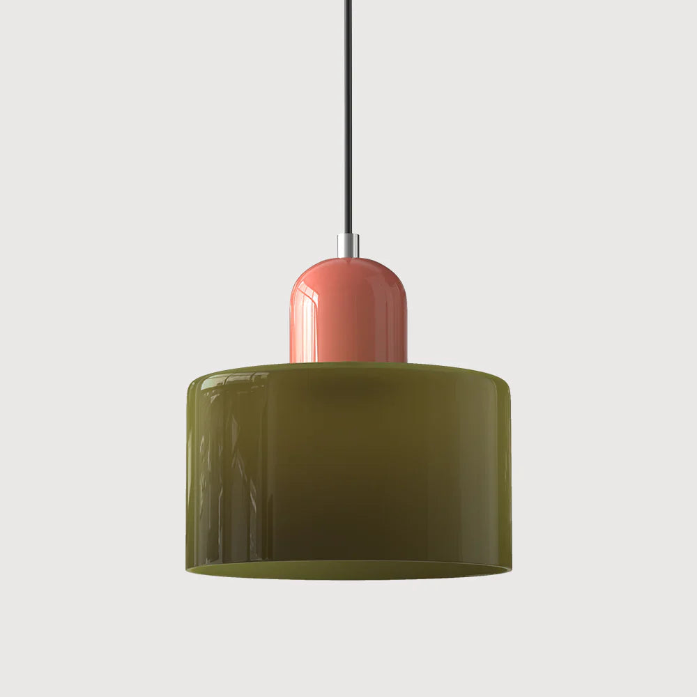 Modern Hanging Lamp Made of Colored Glass in Bauhaus Style