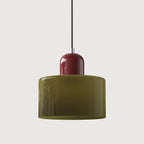 Modern Hanging Lamp Made of Colored Glass in Bauhaus Style