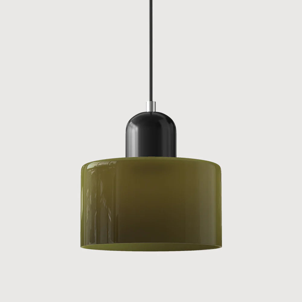 Modern Hanging Lamp Made of Colored Glass in Bauhaus Style