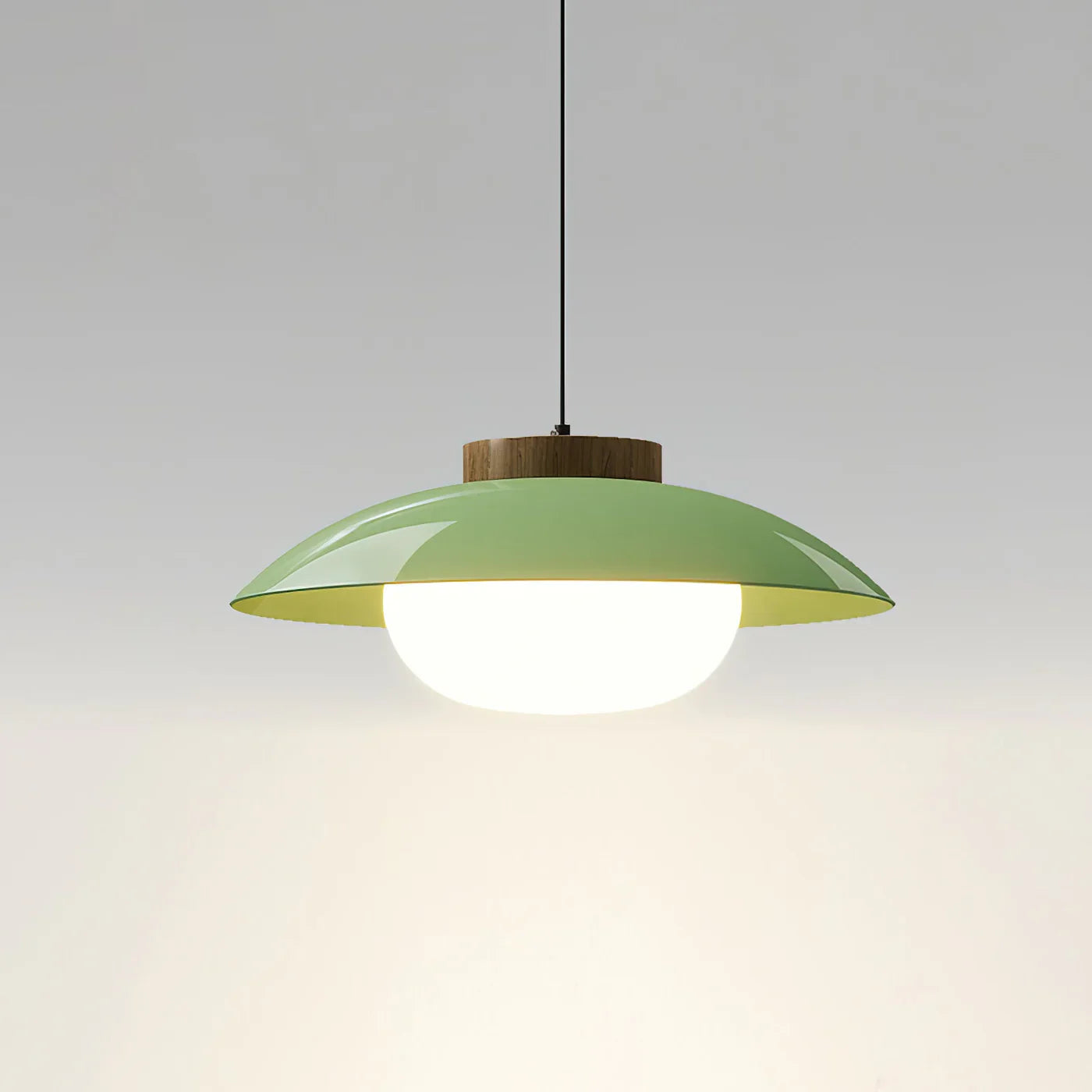 Modern Glass Pendant Lamp – Minimalist Design with Wooden Accent