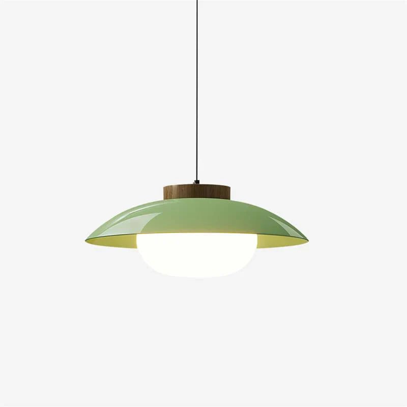 Modern Glass Pendant Lamp – Minimalist Design with Wooden Accent