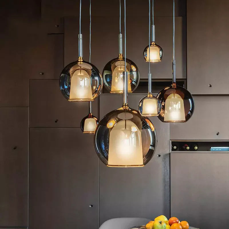 Modern Pendant Lamp with Glass Shades – Cluster Ceiling Light with Smoked Glass