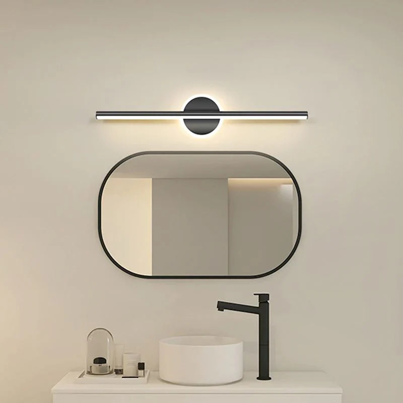 Modern LED Wall Lamp in Line Shape with Round Element – Designer Lighting